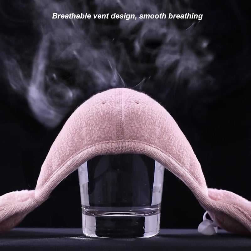 TecHong Womens Winter Warm Windproof Mask with Fluffy Ear Covers - Thick Dustproof Breathable Mouth Cover Half Face Earflaps - Image 3